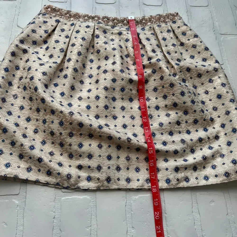 Miami Tulip Style Beaded Cream and Gold tapestry Skirt casual or dressy - sz M - Picture 5 of 6
